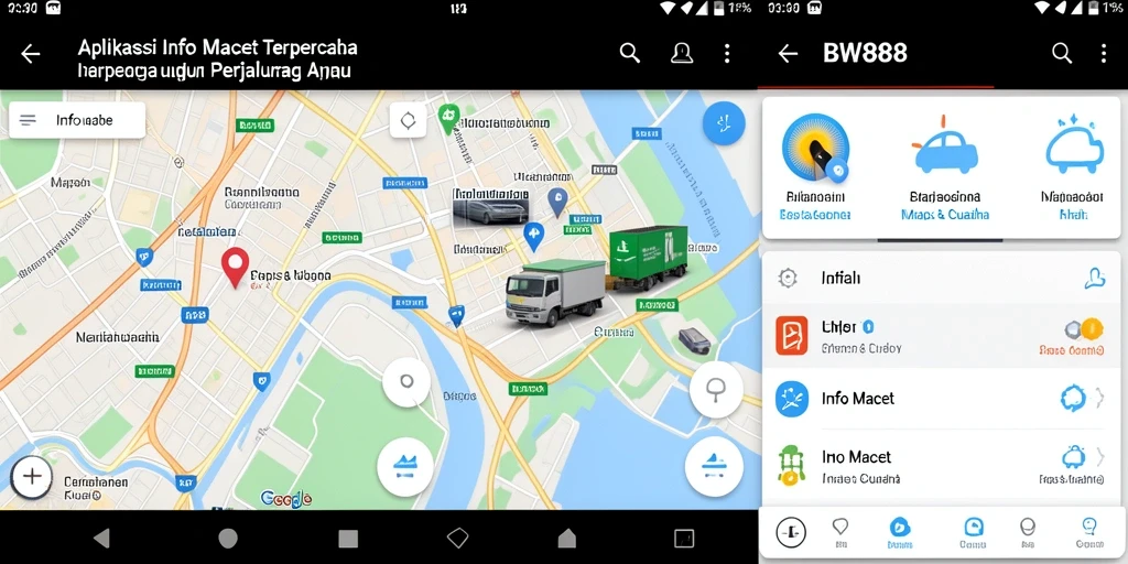 Antarmuka aplikasi BW888 yang menampilkan informasi kemacetan secara jelas.