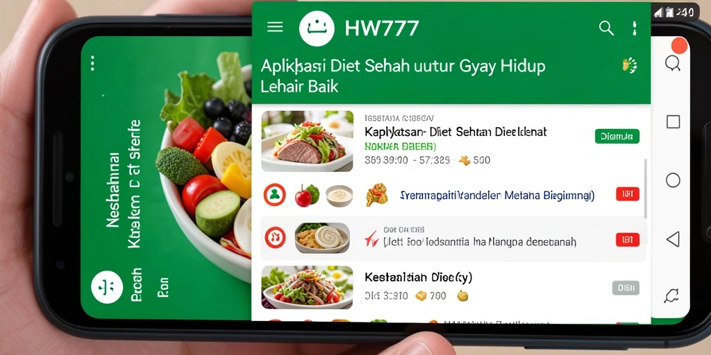 Tampilan aplikasi HW777 dengan fitur Diet Sehat yang mudah digunakan.
