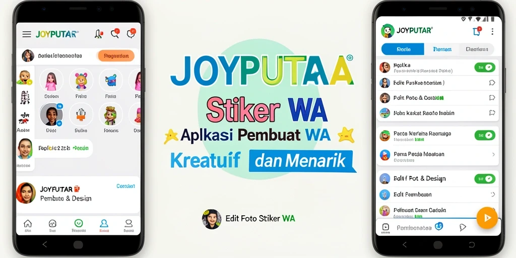 Antarmuka pengguna JOYPUTAR menampilkan alat desain stiker yang intuitif.