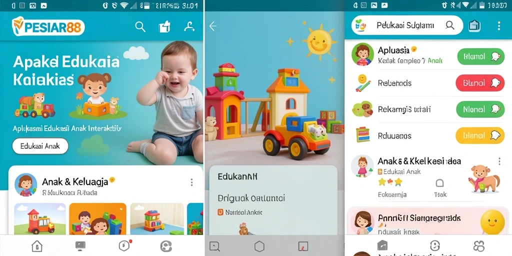 Antarmuka PESIAR88 yang ceria dan edukatif untuk anak.