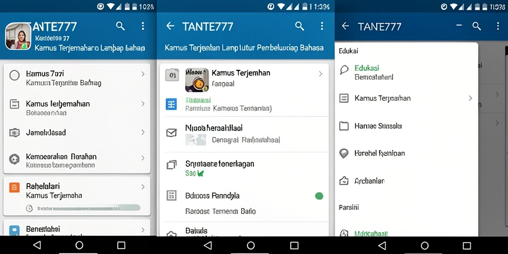 Screenshot utama TANTE777 menampilkan antarmuka Kamus Terjemahan yang intuitif.